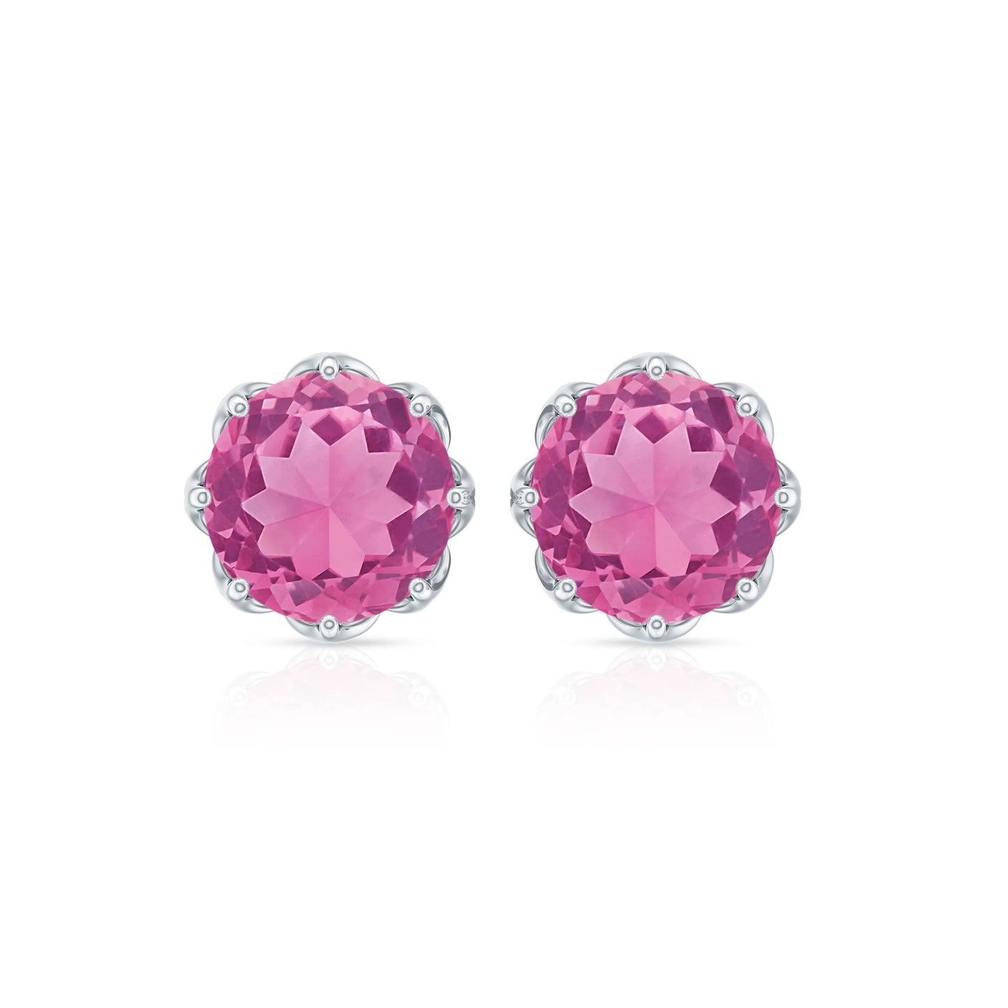 Natural 2.4 Carat Pink Tourmaline Solitaire Earrings with Screw Back