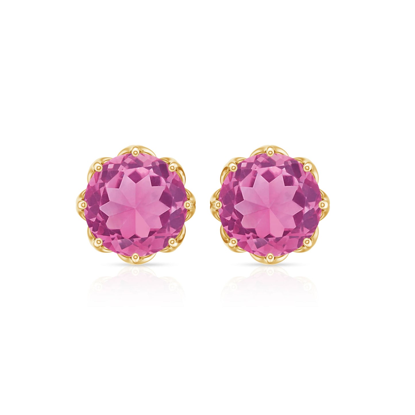 Natural 2.4 Carat Pink Tourmaline Solitaire Earrings with Screw Back