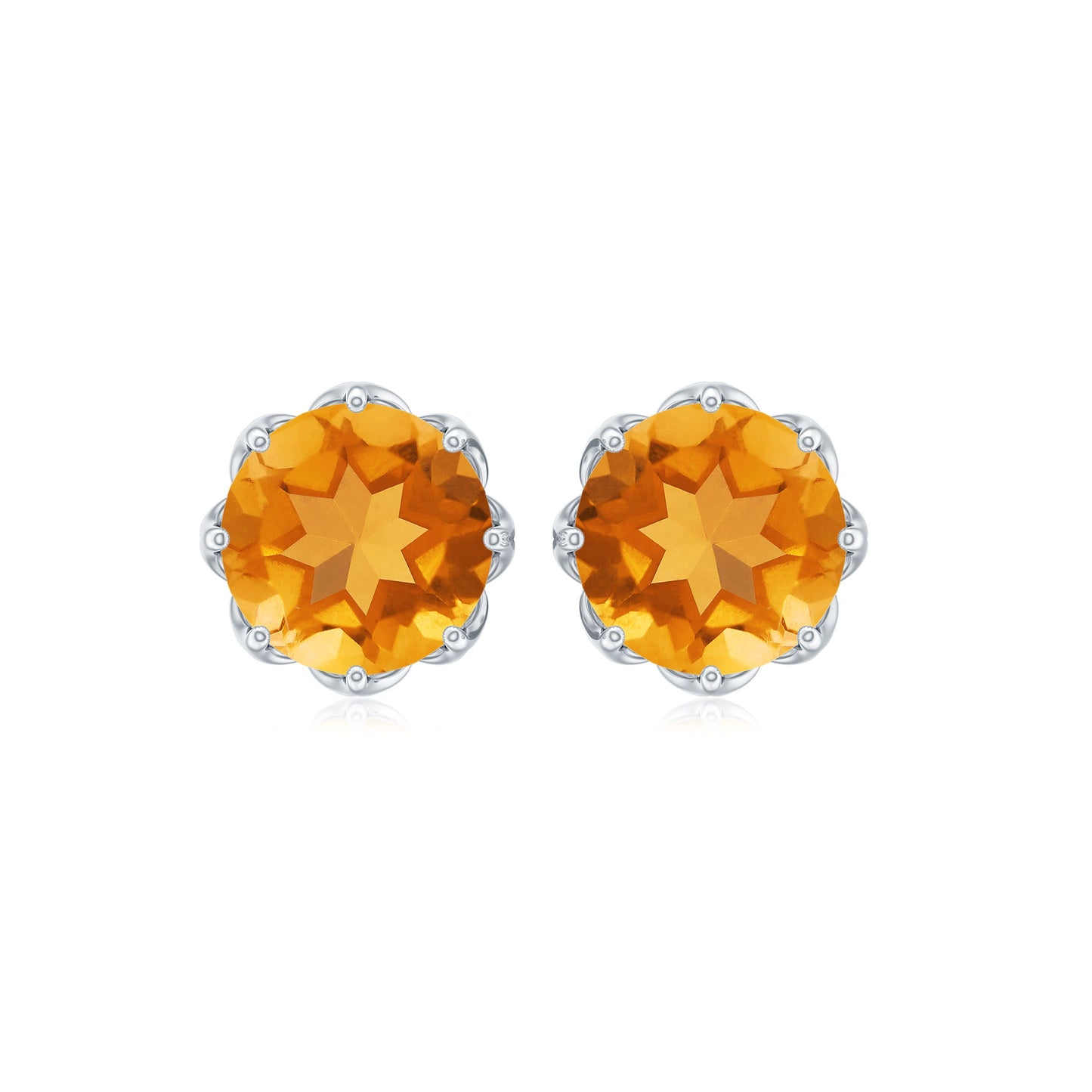 Natural 2.4 Carat Citrine Stud Earrings with Screw Back