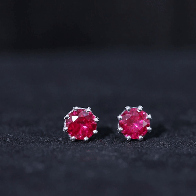 6MM Decorative Created Ruby Solitaire Stud Earrings