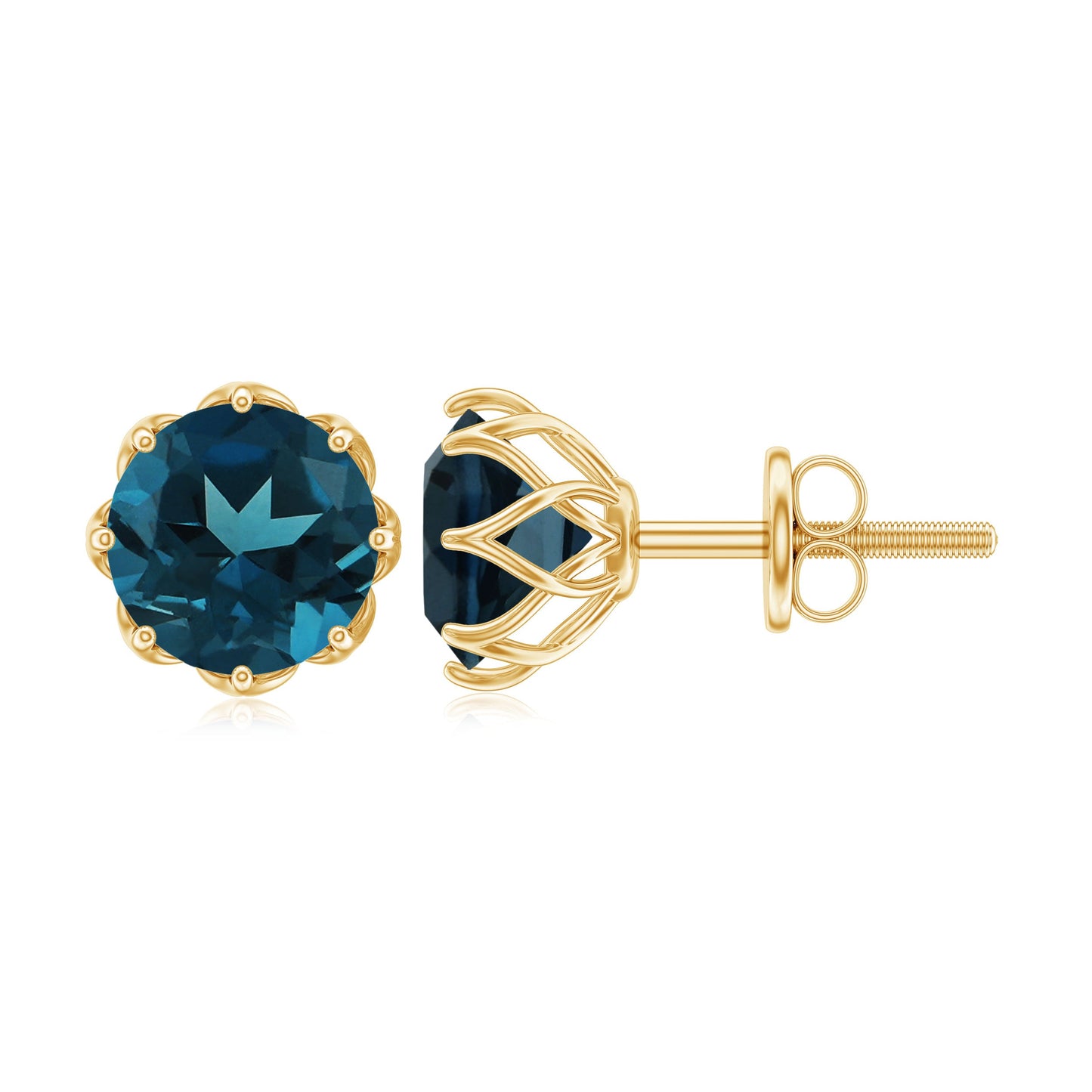 2.7 Carat Genuine London Blue Topaz Solitaire Stud Earrings With Certificate