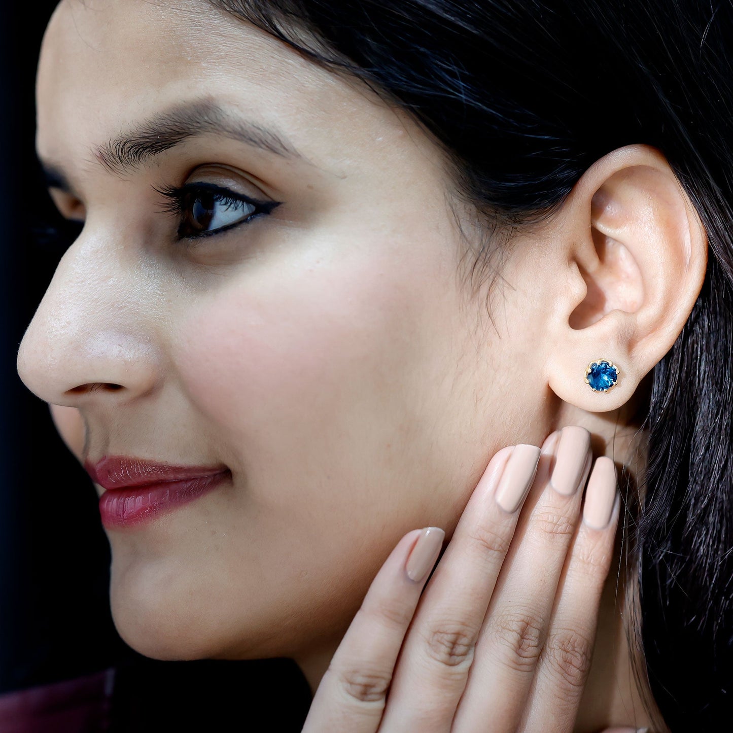 2.7 Carat Genuine London Blue Topaz Solitaire Stud Earrings With Certificate