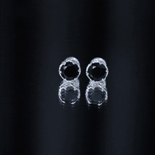 3 Carat Genuine Black Spinel Crown Stud Earrings