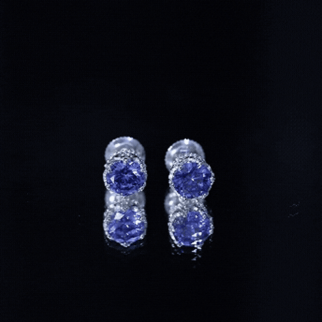 2 Carat Solitaire Lab Created Blue Sapphire Crown Stud Earrings