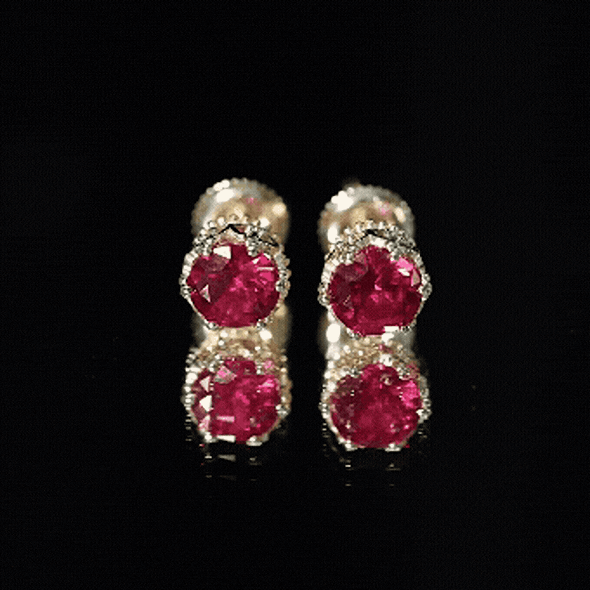 2.7 Carat Lab Created Ruby Solitaire Stud Earrings