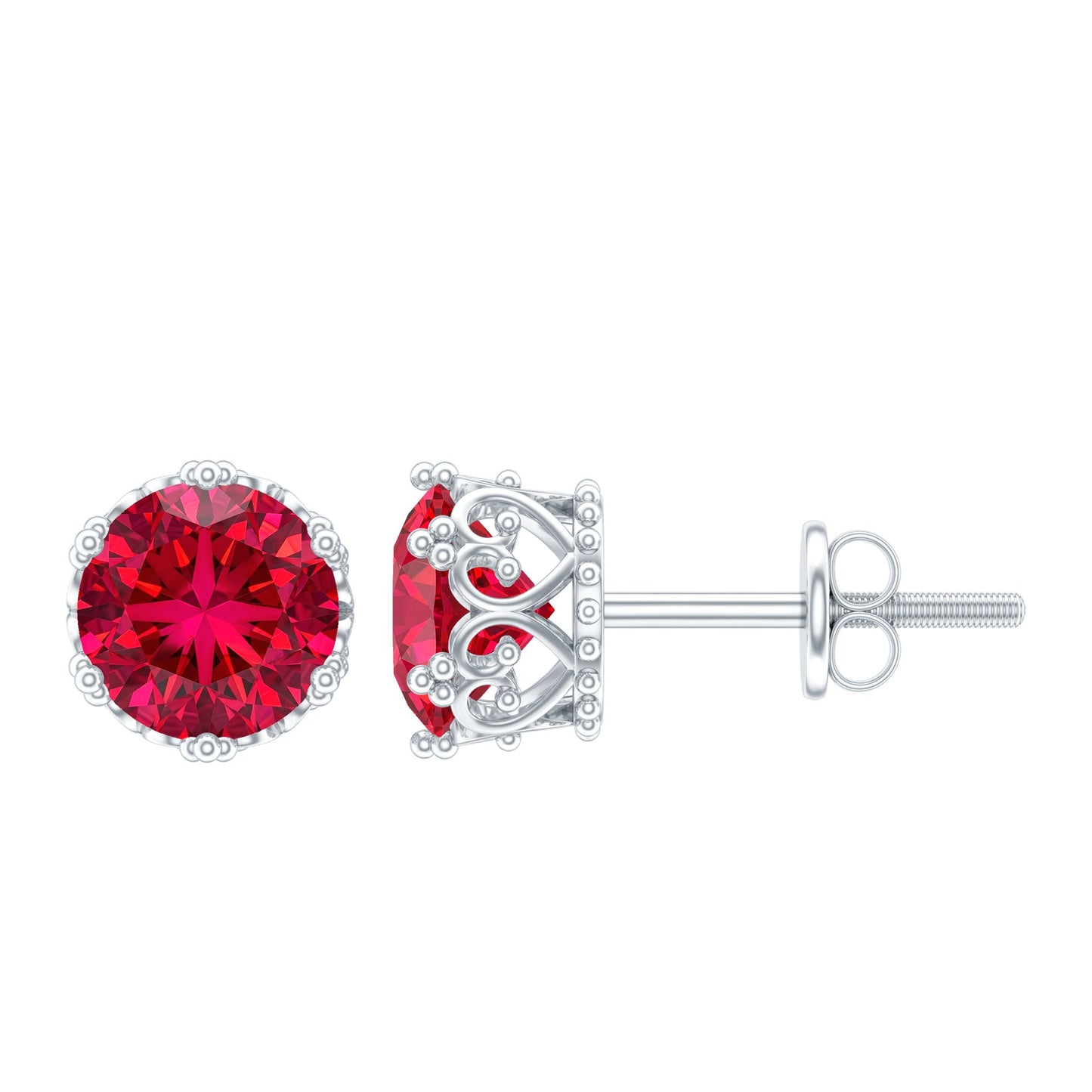 2.7 Carat Lab Created Ruby Solitaire Stud Earrings