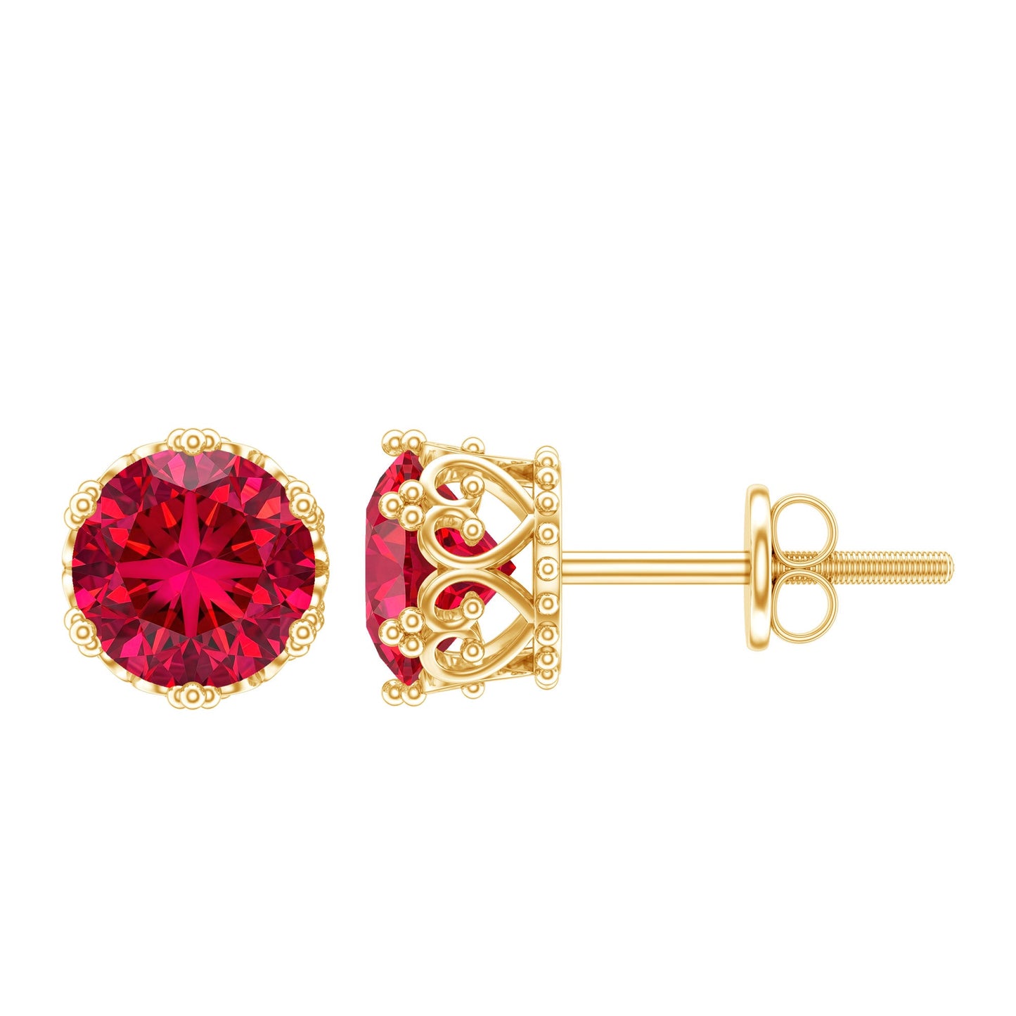 2.7 Carat Lab Created Ruby Solitaire Stud Earrings