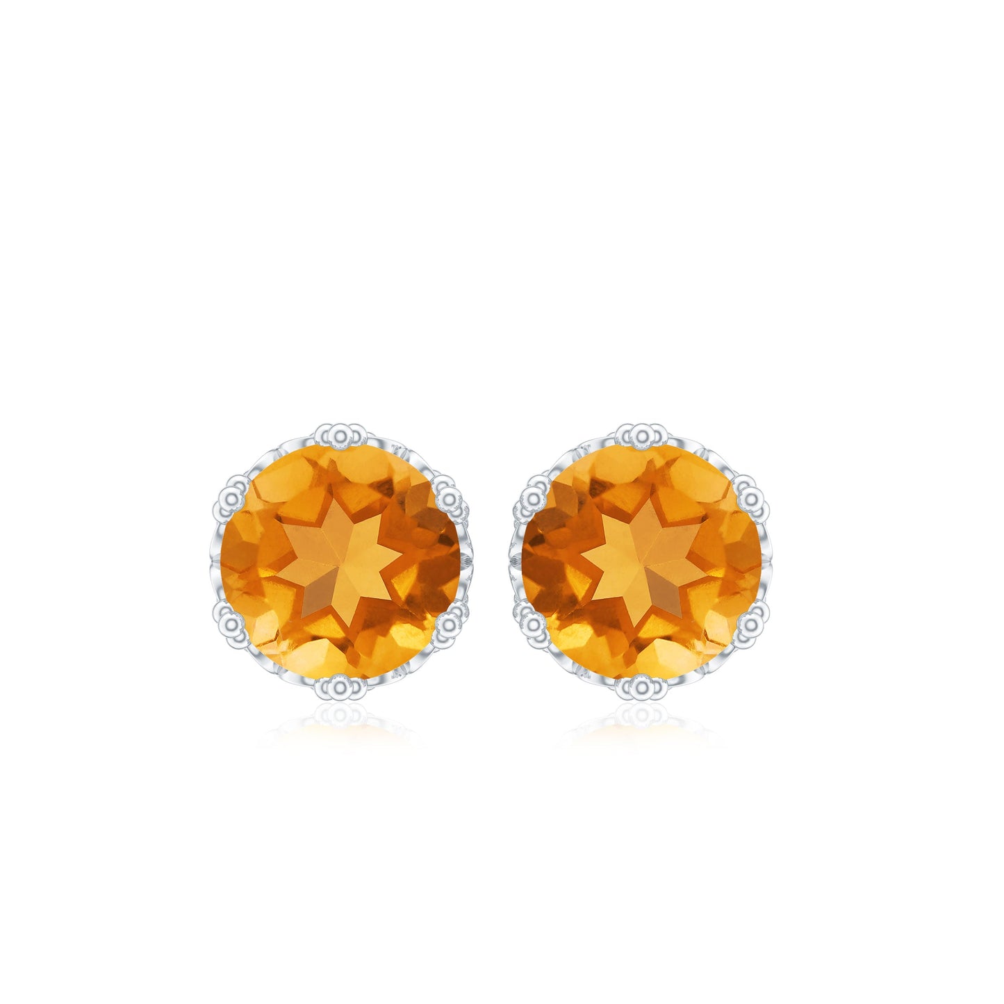 Certified Real 2.4 Carat Citrine Crown Earrings with Screw Back