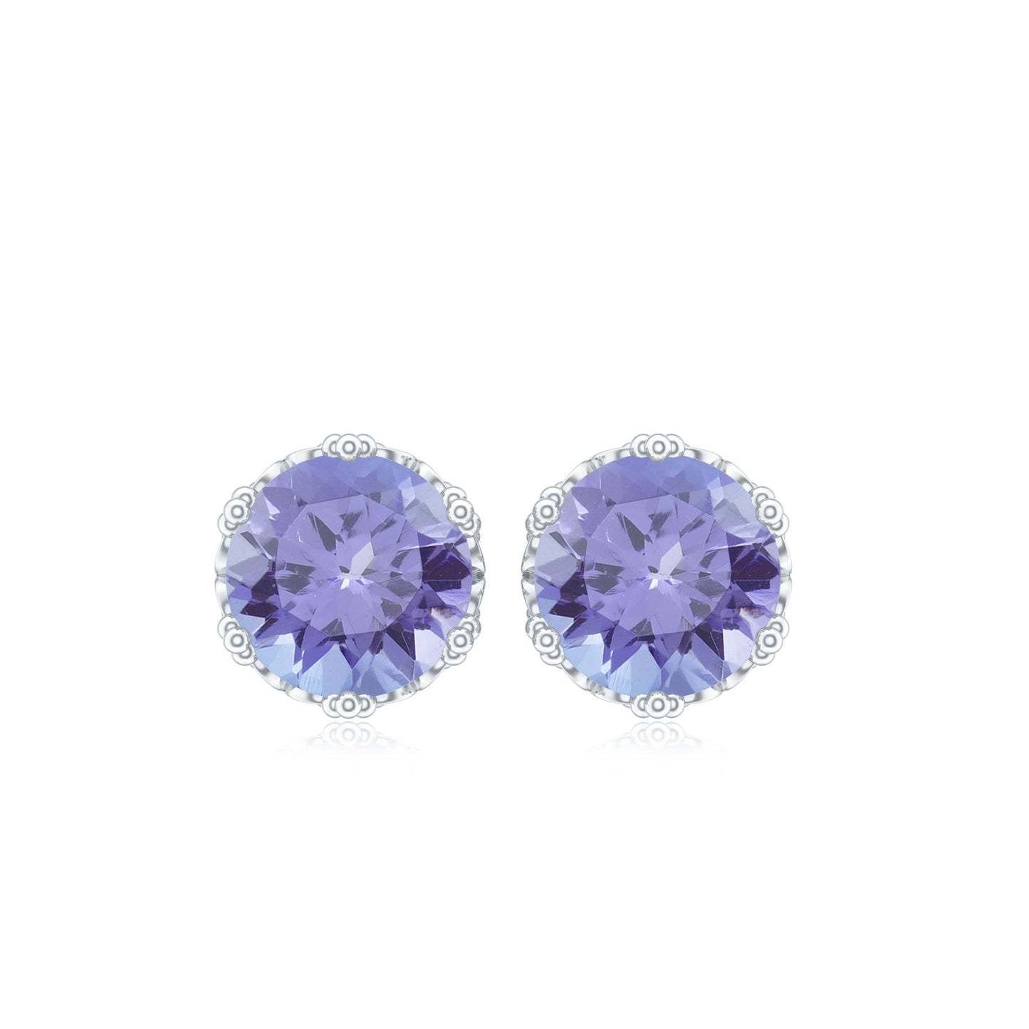 Natural 1.8 Carat Tanzanite Crown Stud Earrings with Screw Back