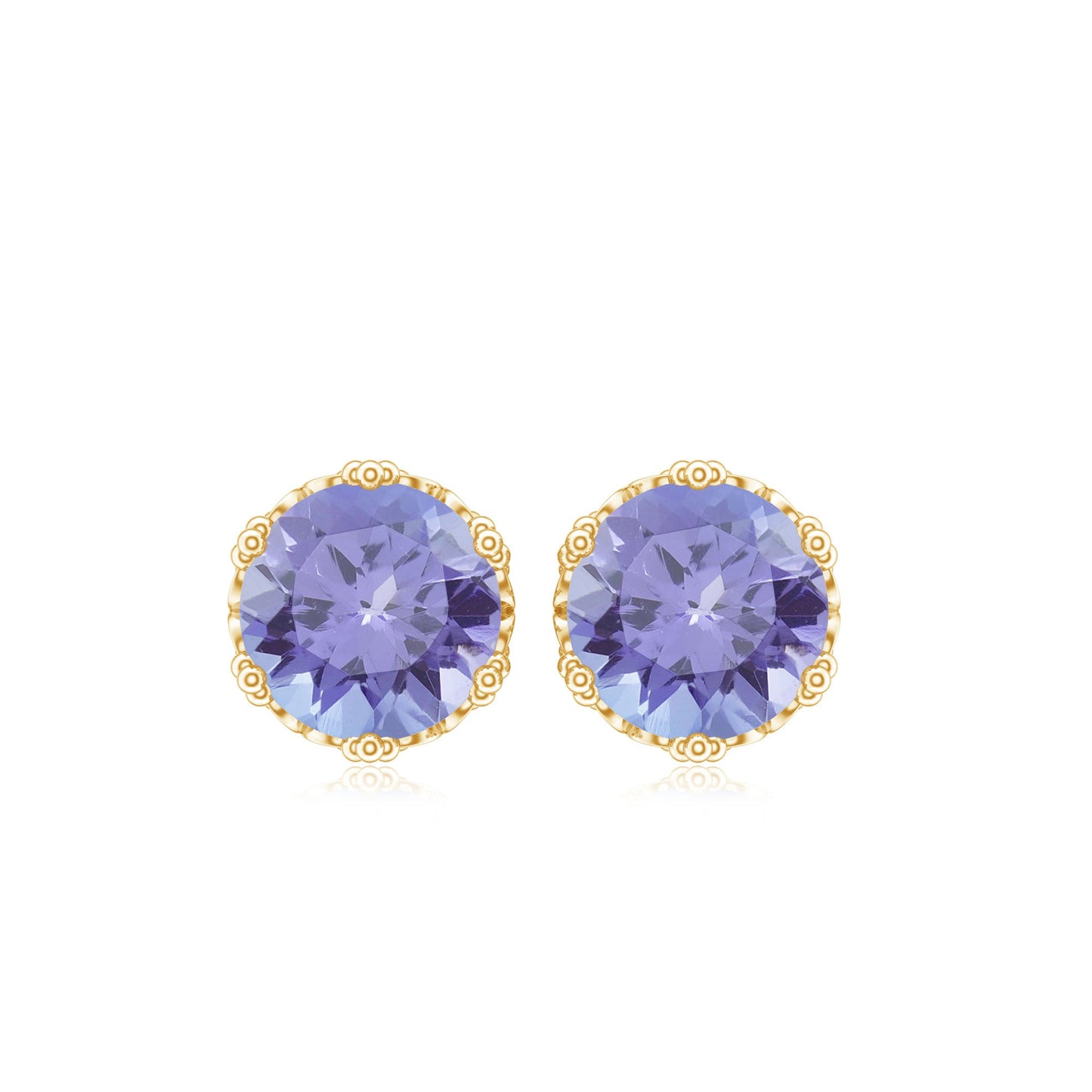 Natural 1.8 Carat Tanzanite Crown Stud Earrings with Screw Back