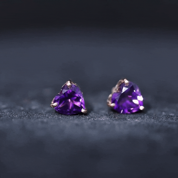 4.2 Carat Amethyst Heart Earrings in 3 Prong Setting