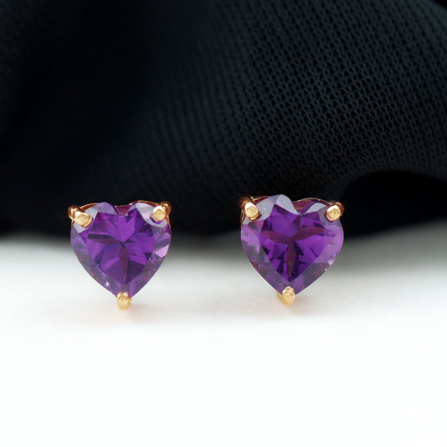 4.2 Carat Amethyst Heart Earrings in 3 Prong Setting