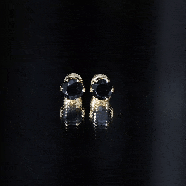 2.4 Carat Round Cut Black Onyx Solitaire Stud Earrings