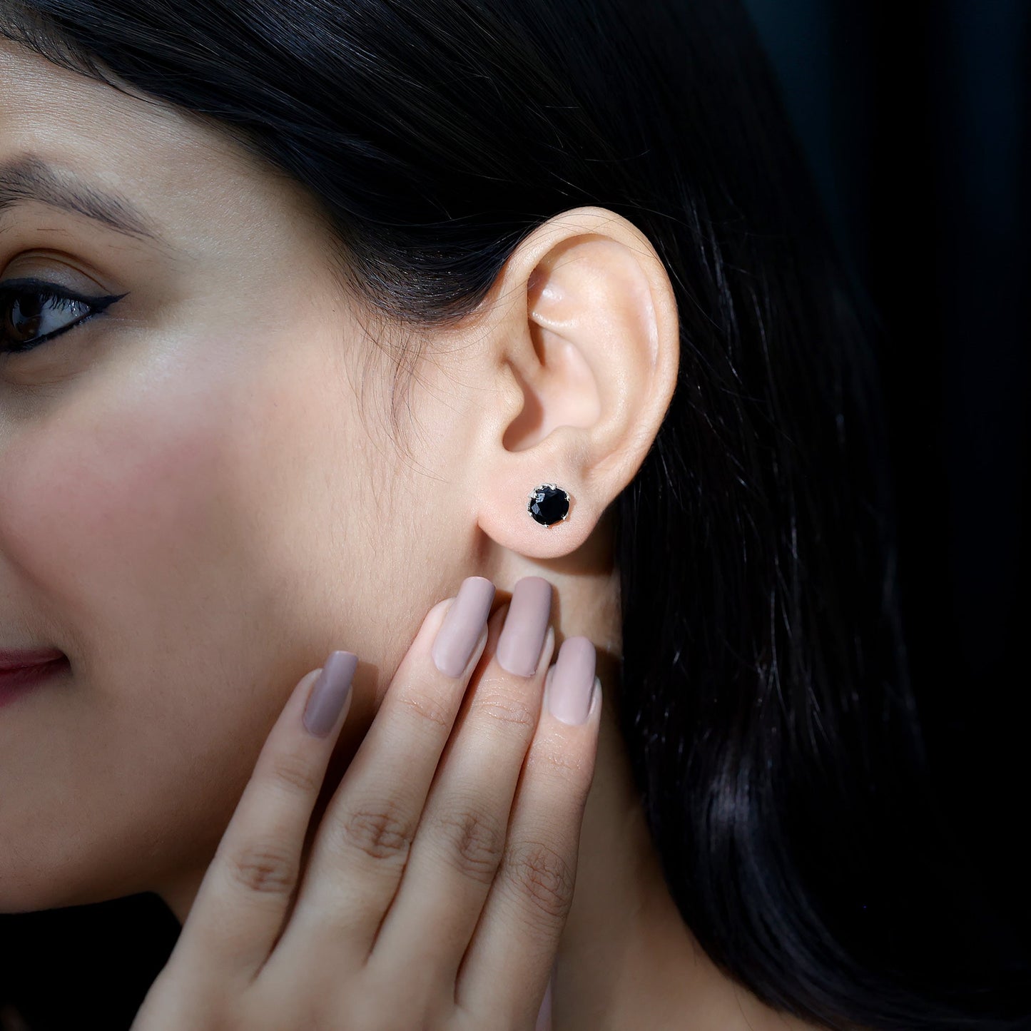 2.4 Carat Round Cut Black Onyx Solitaire Stud Earrings