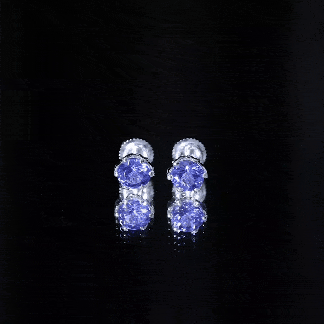 1 Carat Round Cut Tanzanite Solitaire Stud Earrings for Women