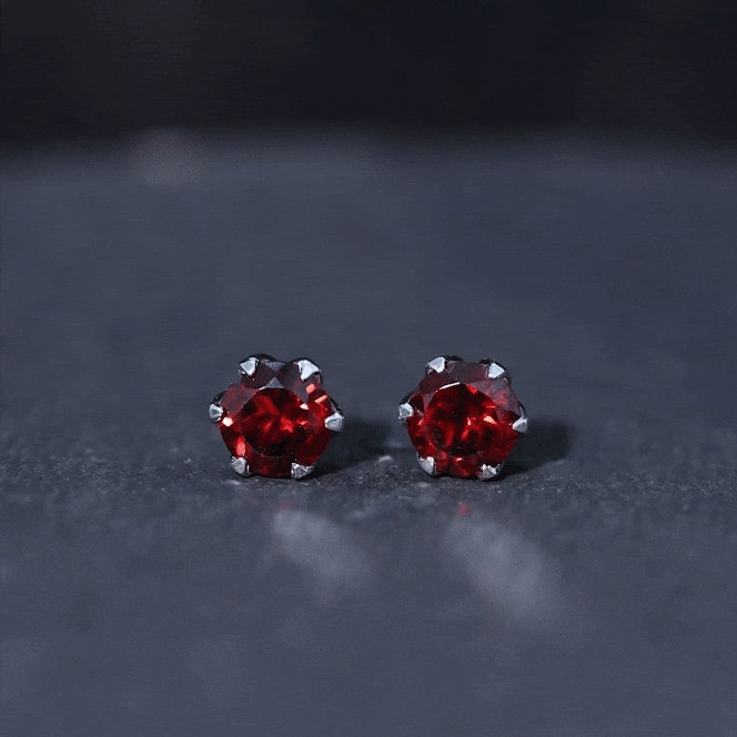 Genuine 3.4 Carat Round Cut Garnet Solitaire Stud Earrings