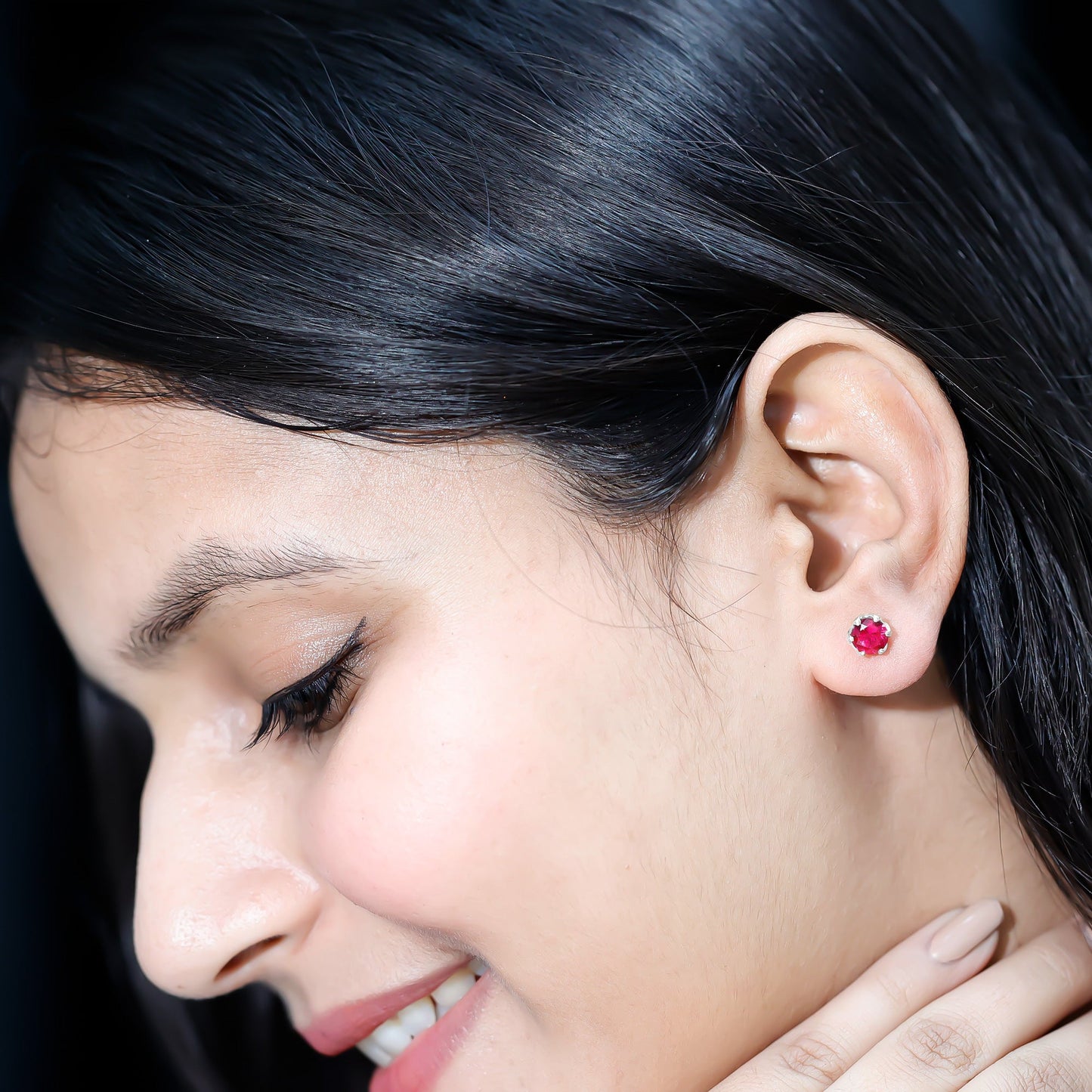 2.7 Carat Round Cut Lab Created Ruby Stud Earrings for Women
