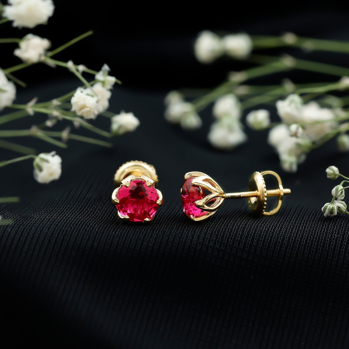 2.7 Carat Round Cut Lab Created Ruby Stud Earrings for Women