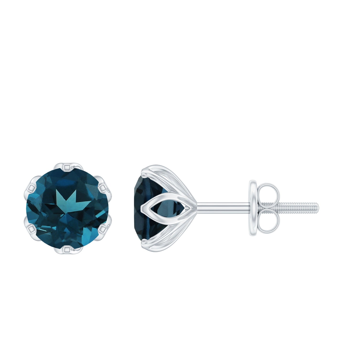 Natural 2.7 Carat London Blue Topaz Stud Earrings