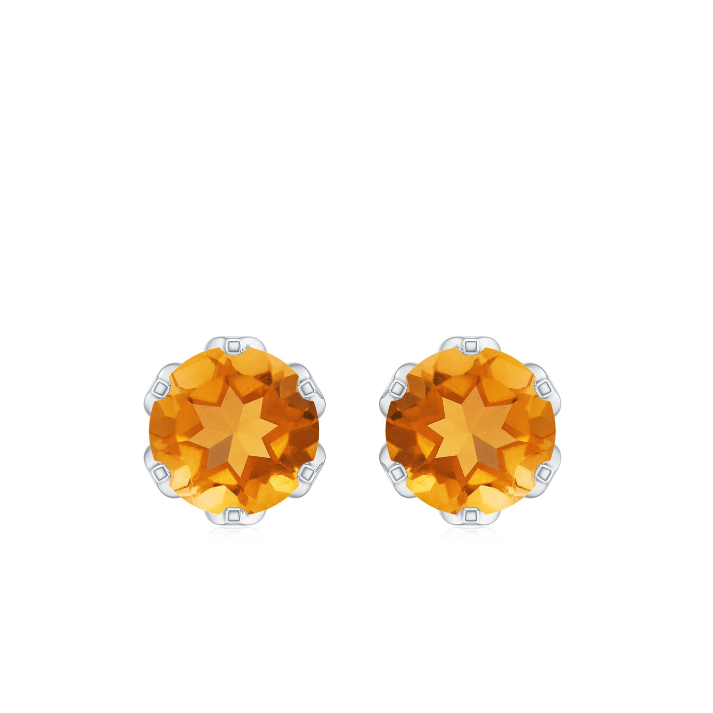 2.4 Carat Lotus Basket Set Solitaire Citrine Stud Earrings