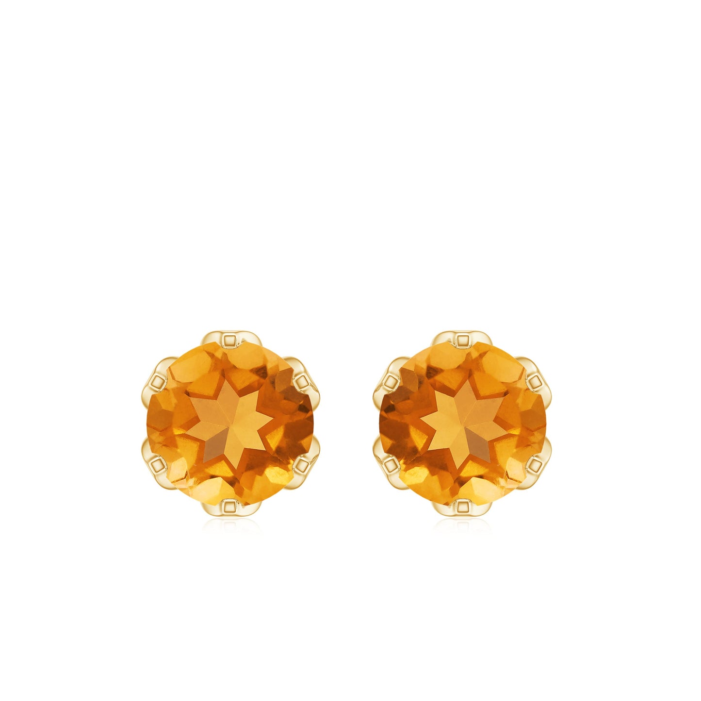 2.4 Carat Lotus Basket Set Solitaire Citrine Stud Earrings