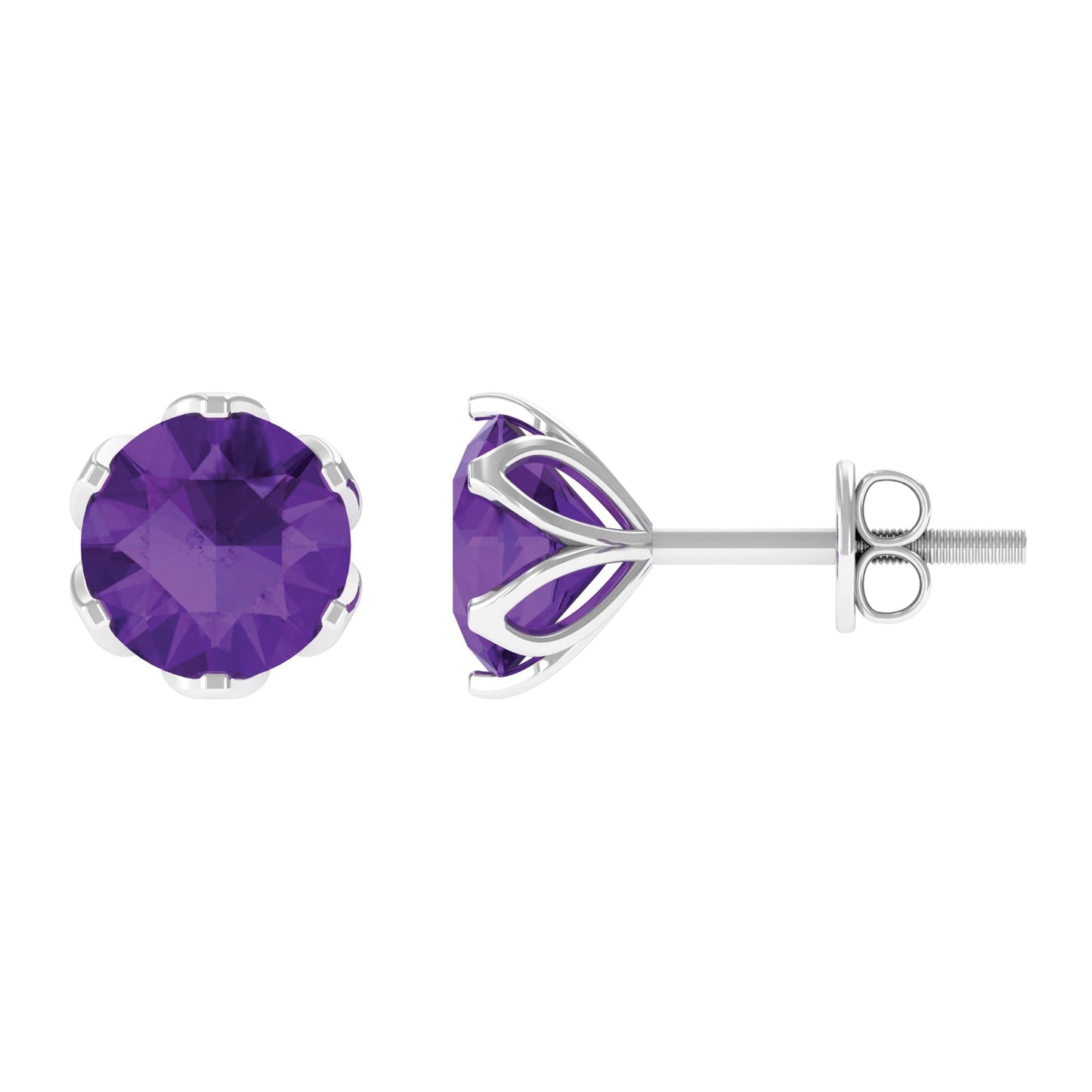 2.4 Carat Amethyst Solitaire Stud Earrings For Women