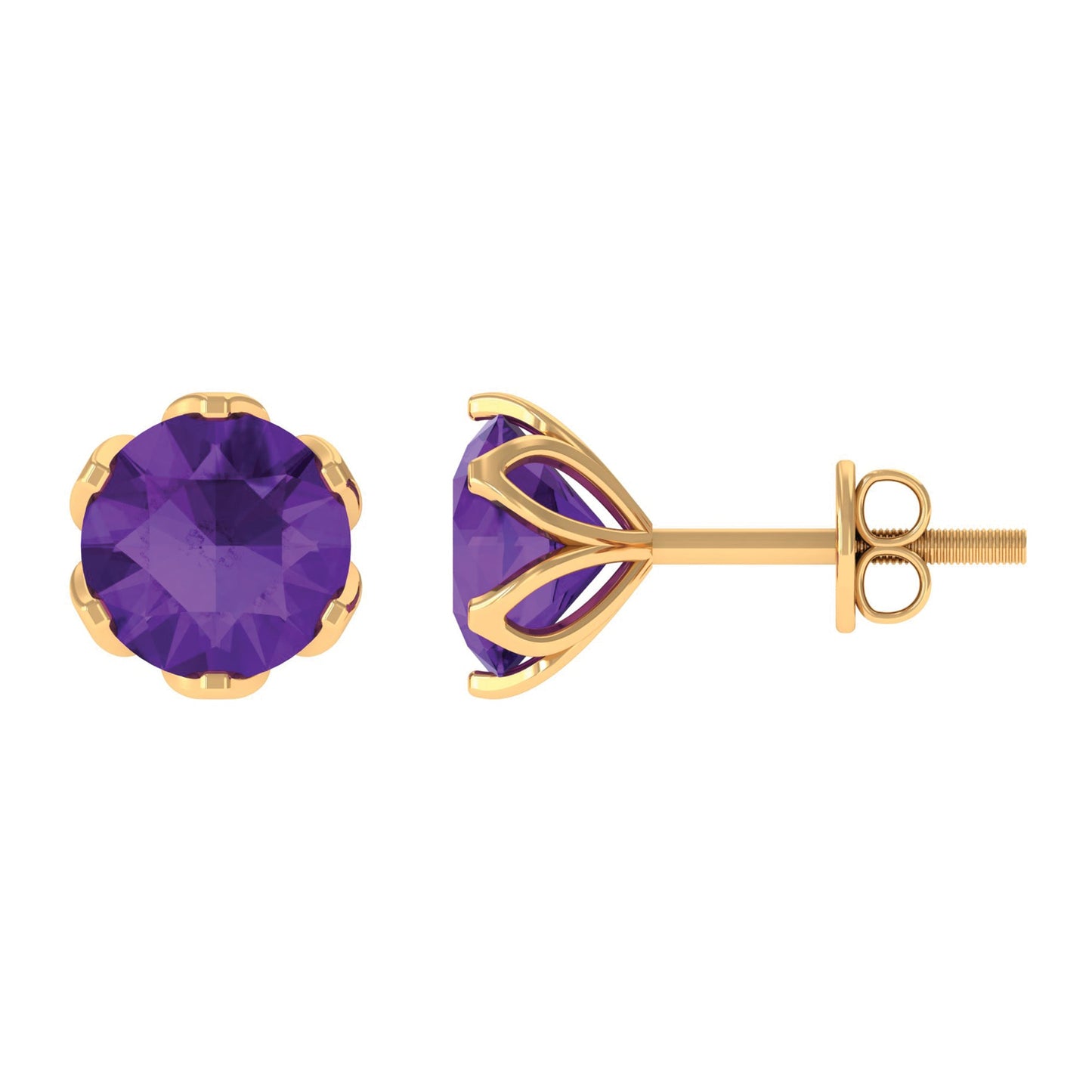 2.4 Carat Amethyst Solitaire Stud Earrings For Women