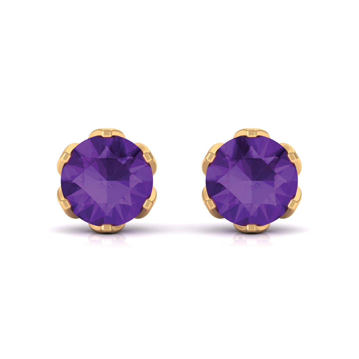 2.4 Carat Amethyst Solitaire Stud Earrings For Women