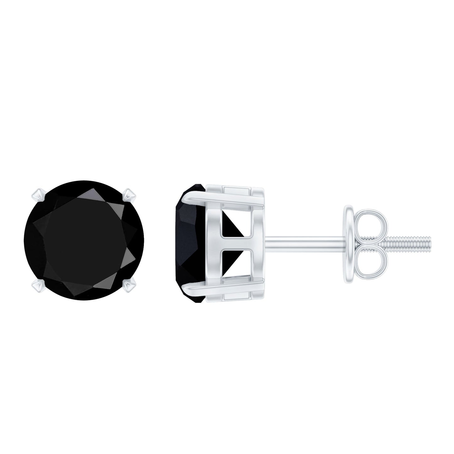 Round shape Lab Grown Black Diamond Solitaire Stud Earrings