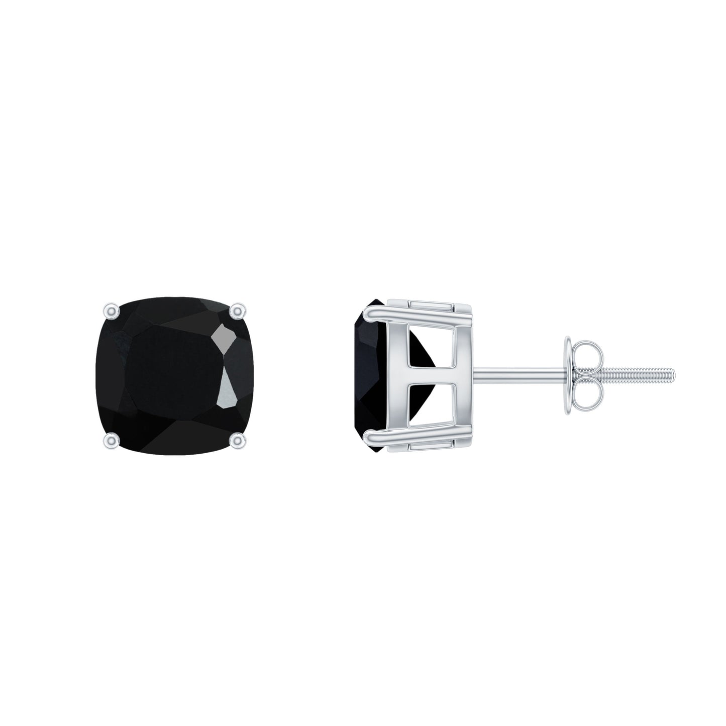5.6 Carat Cushion Cut Created Black Diamond Stud Earrings