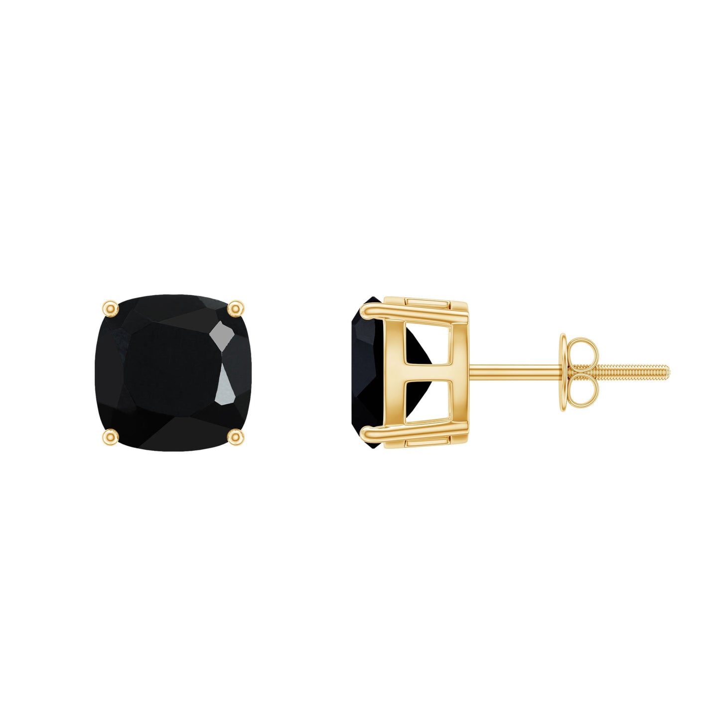 5.6 Carat Cushion Cut Created Black Diamond Stud Earrings