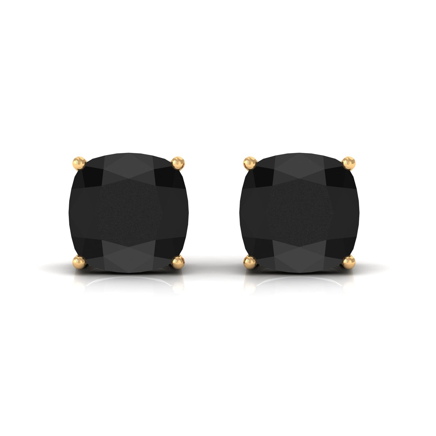 Natural 4.2 Carat Cushion Cut Black Onyx Earrings with Screw Back