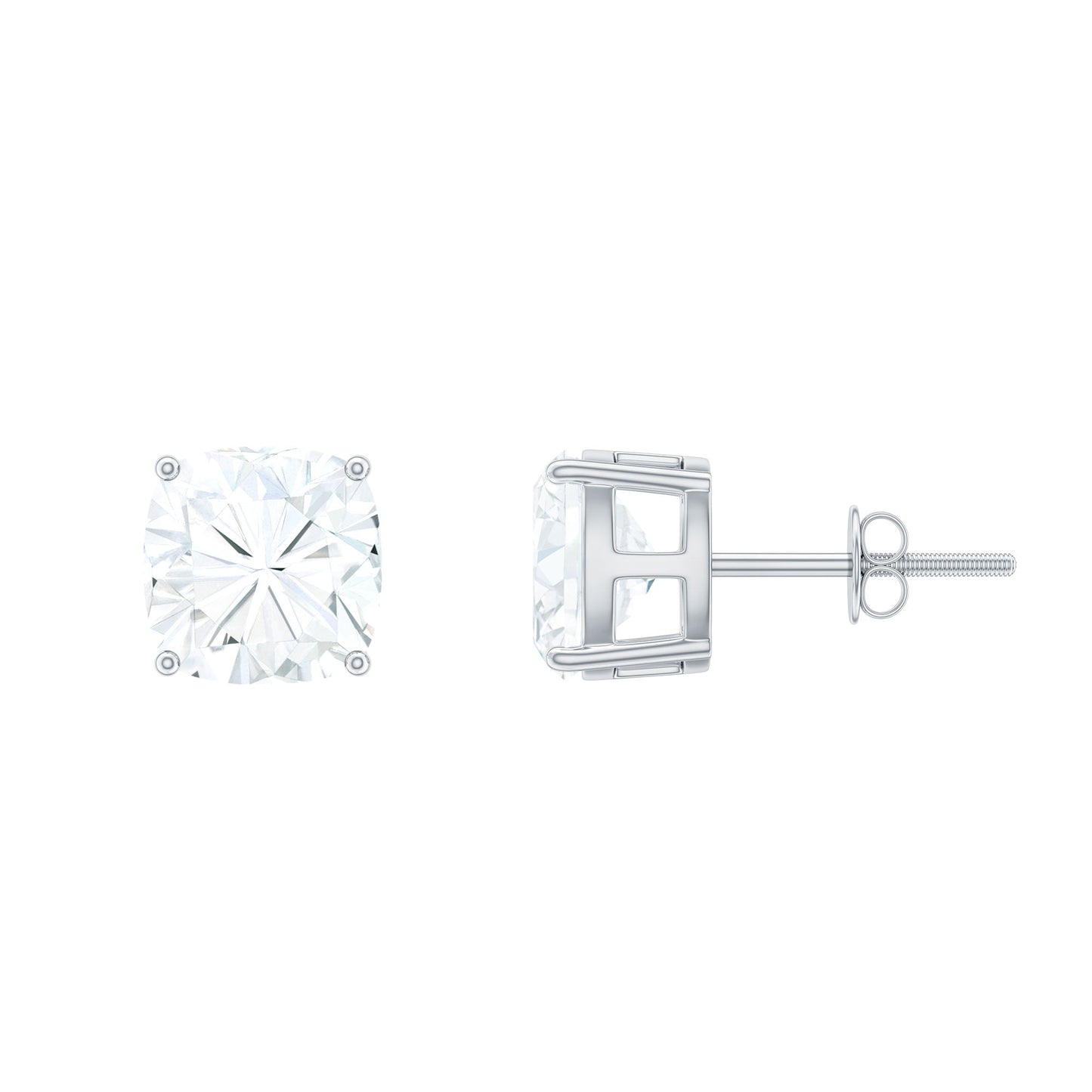 Certified 6.3 Carat Cushion Cut Moissanite Stud Earrings