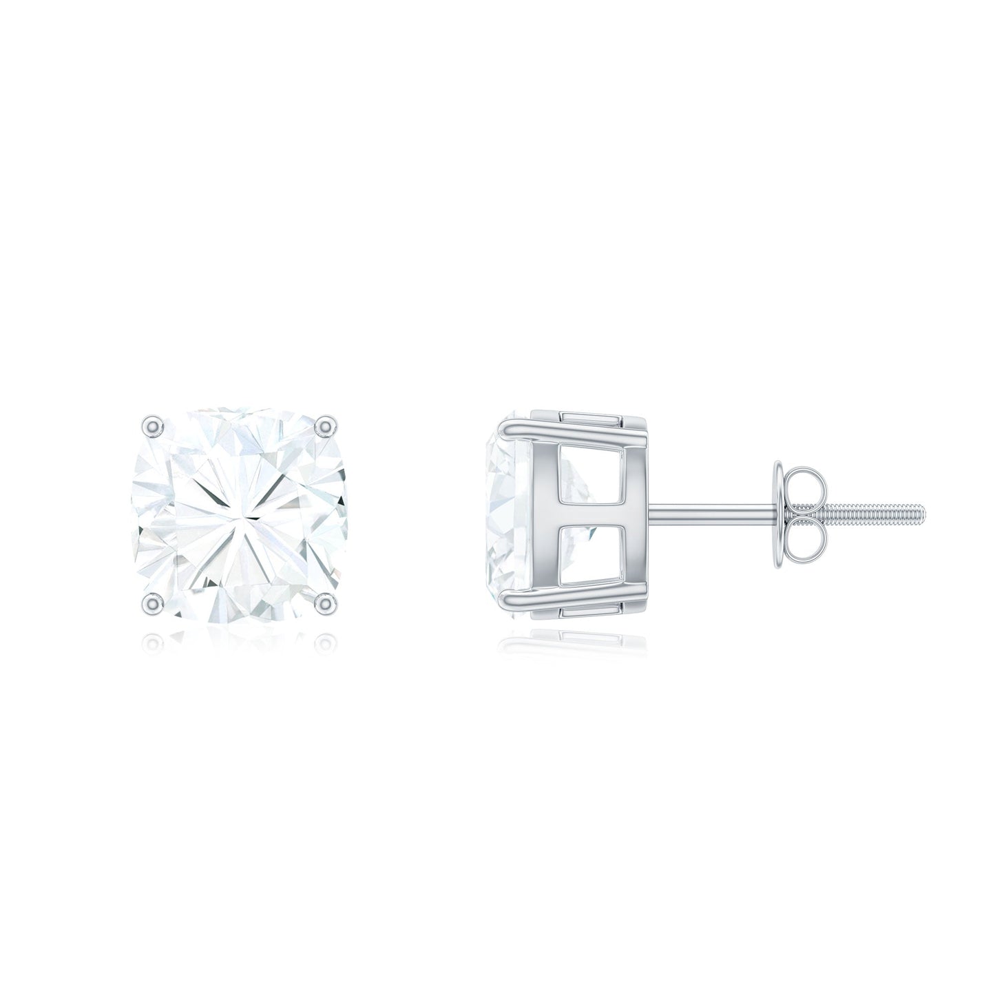 Certified 6.3 Carat Cushion Cut Moissanite Stud Earrings
