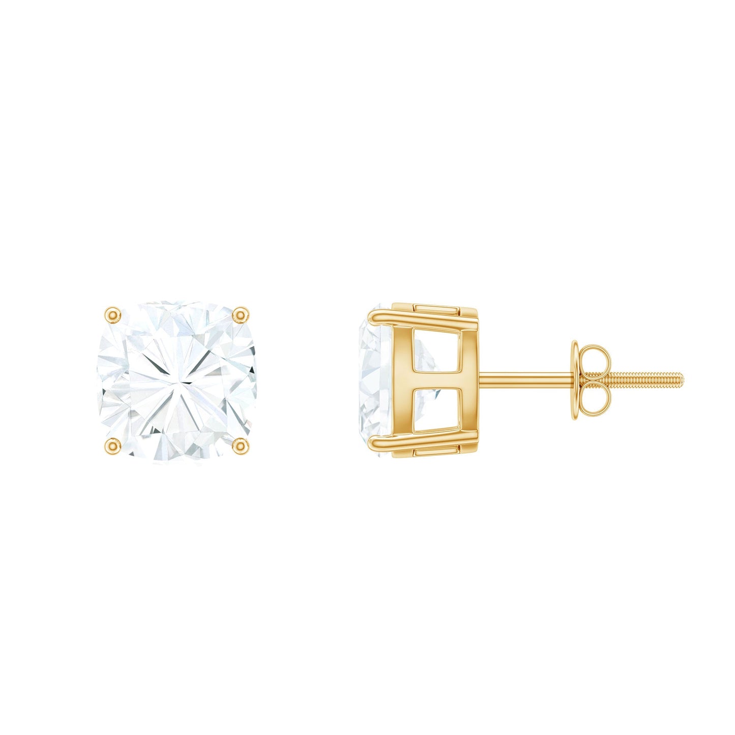 Certified 6.3 Carat Cushion Cut Moissanite Stud Earrings