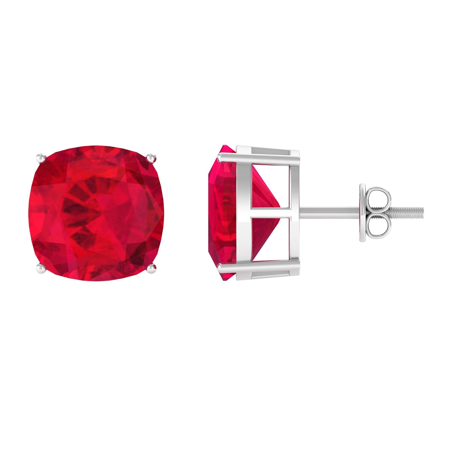 7.6 CT Created Ruby Solitaire Stud Earrings in 4 Prong Setting