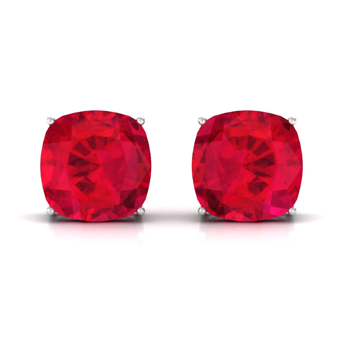 7.6 CT Created Ruby Solitaire Stud Earrings in 4 Prong Setting
