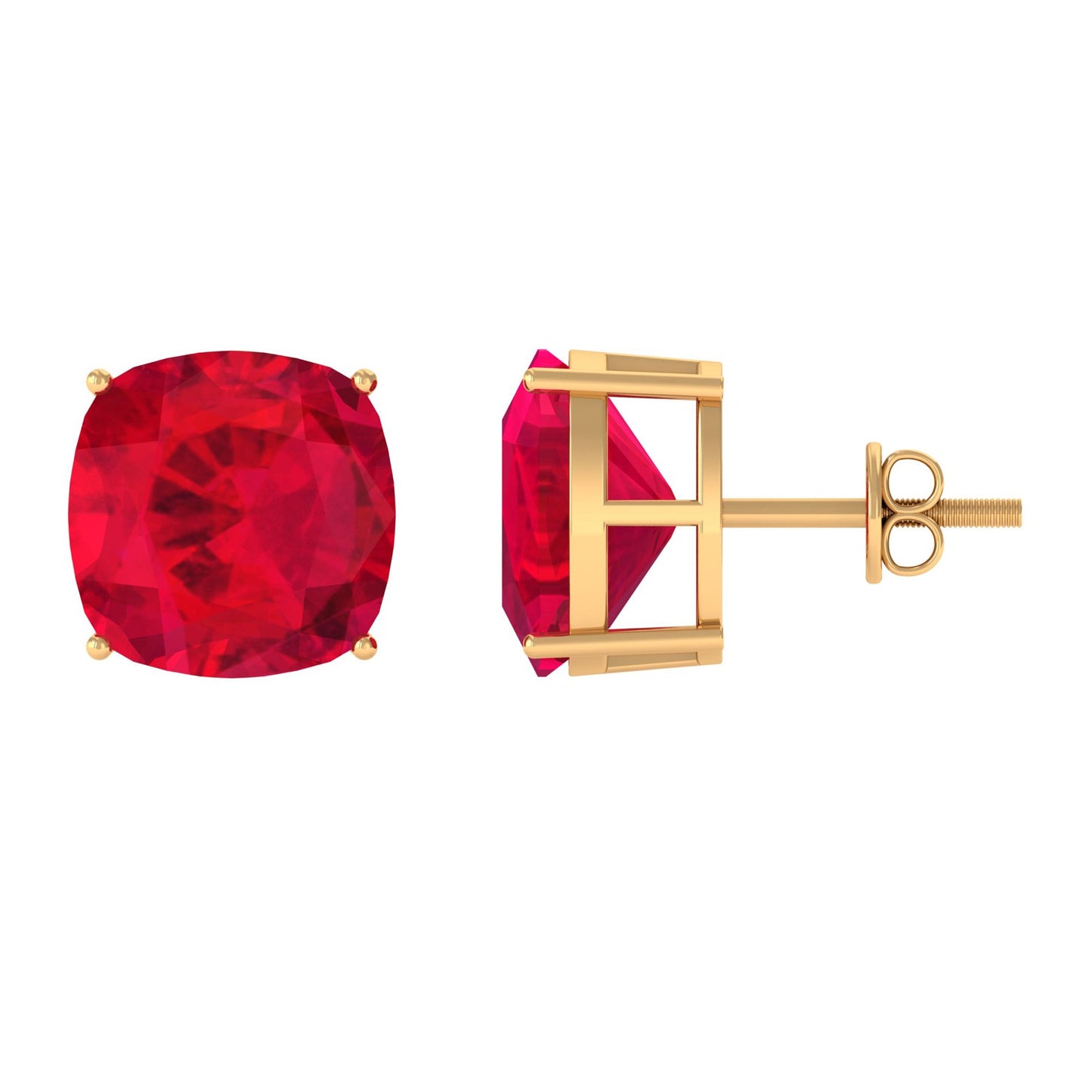 7.6 CT Created Ruby Solitaire Stud Earrings in 4 Prong Setting