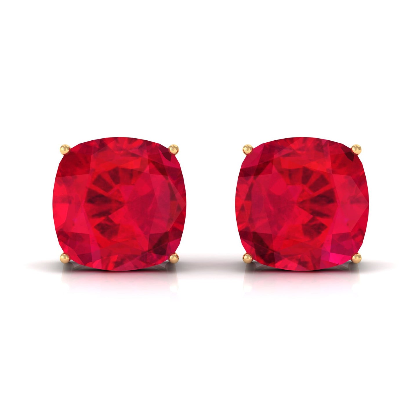 7.6 CT Created Ruby Solitaire Stud Earrings in 4 Prong Setting
