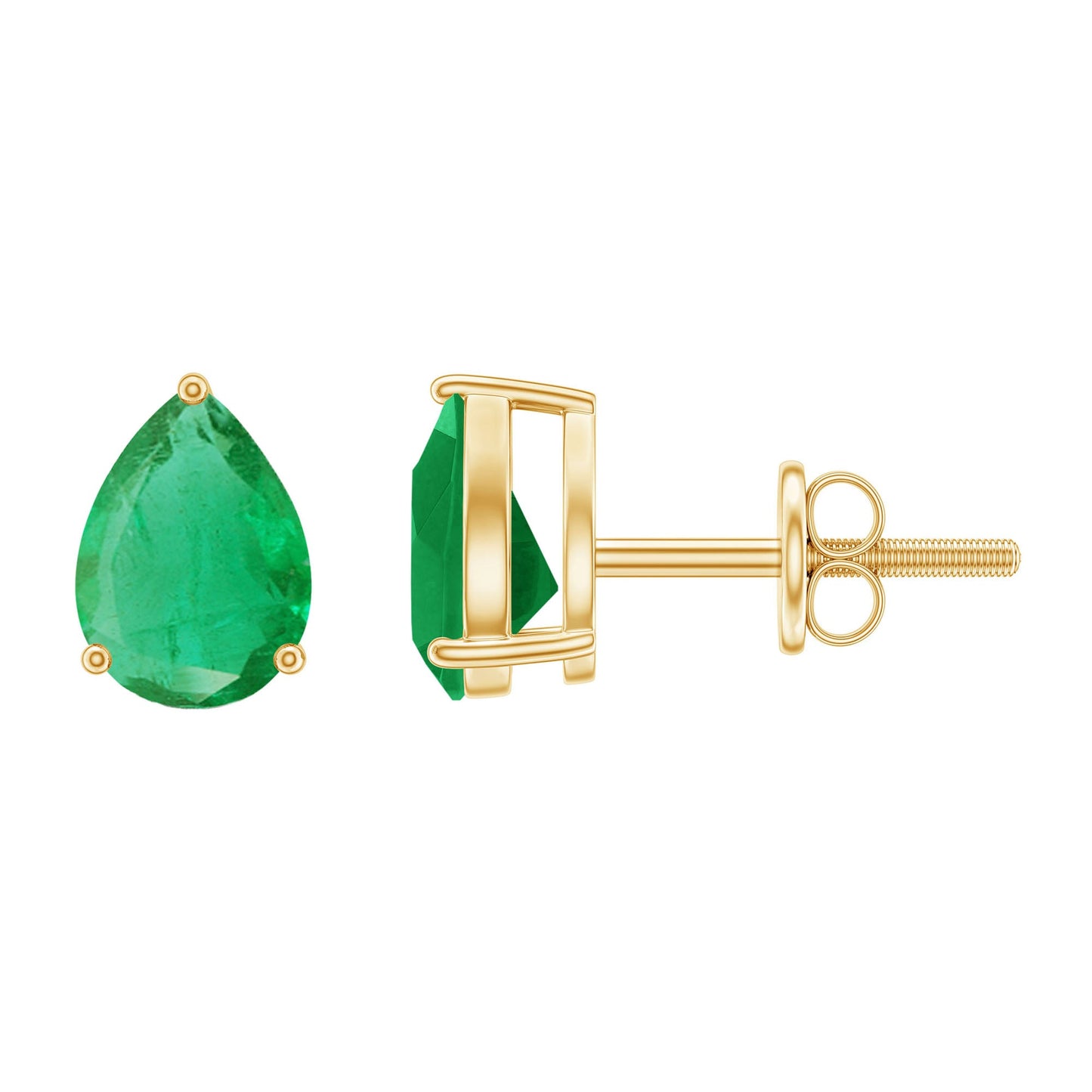 1.3 Carat Pear Cut Emerald Solitaire Stud Earrings