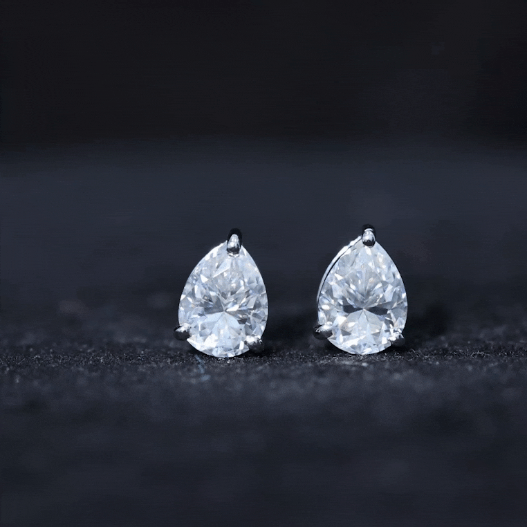 Solitaire Pear Cut Moissanite Stud Earrings