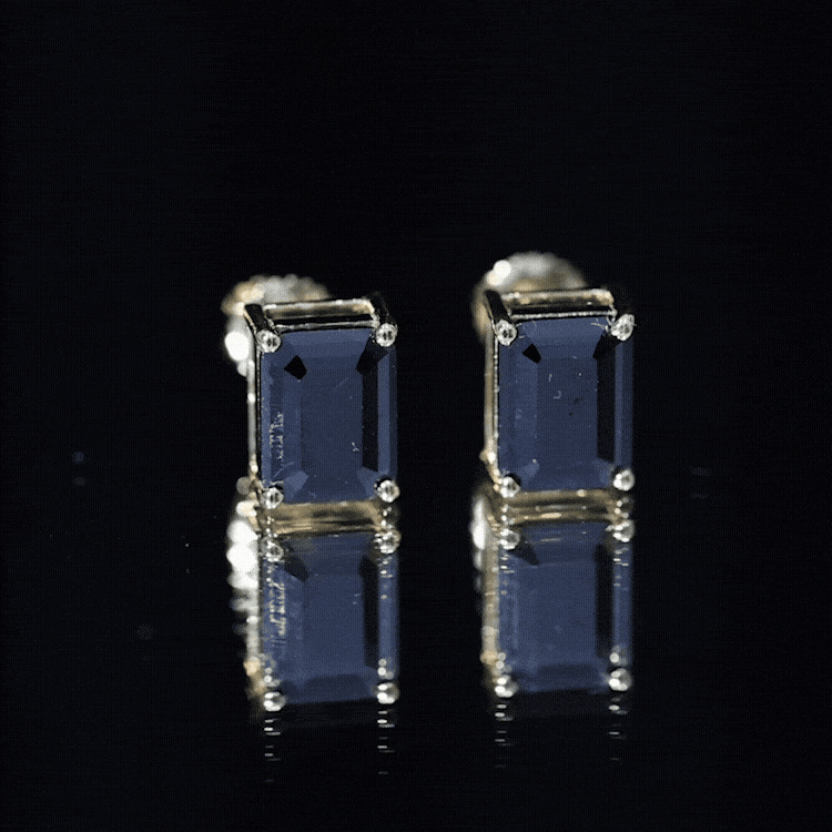 3.36 Carat Lab Created Black Diamond Emerald Cut Stud Earrings