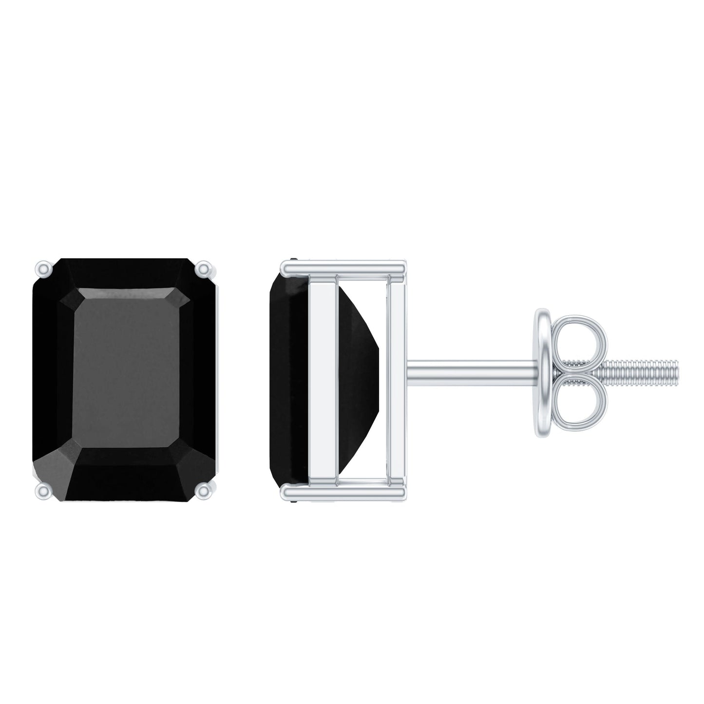3.36 Carat Lab Created Black Diamond Emerald Cut Stud Earrings