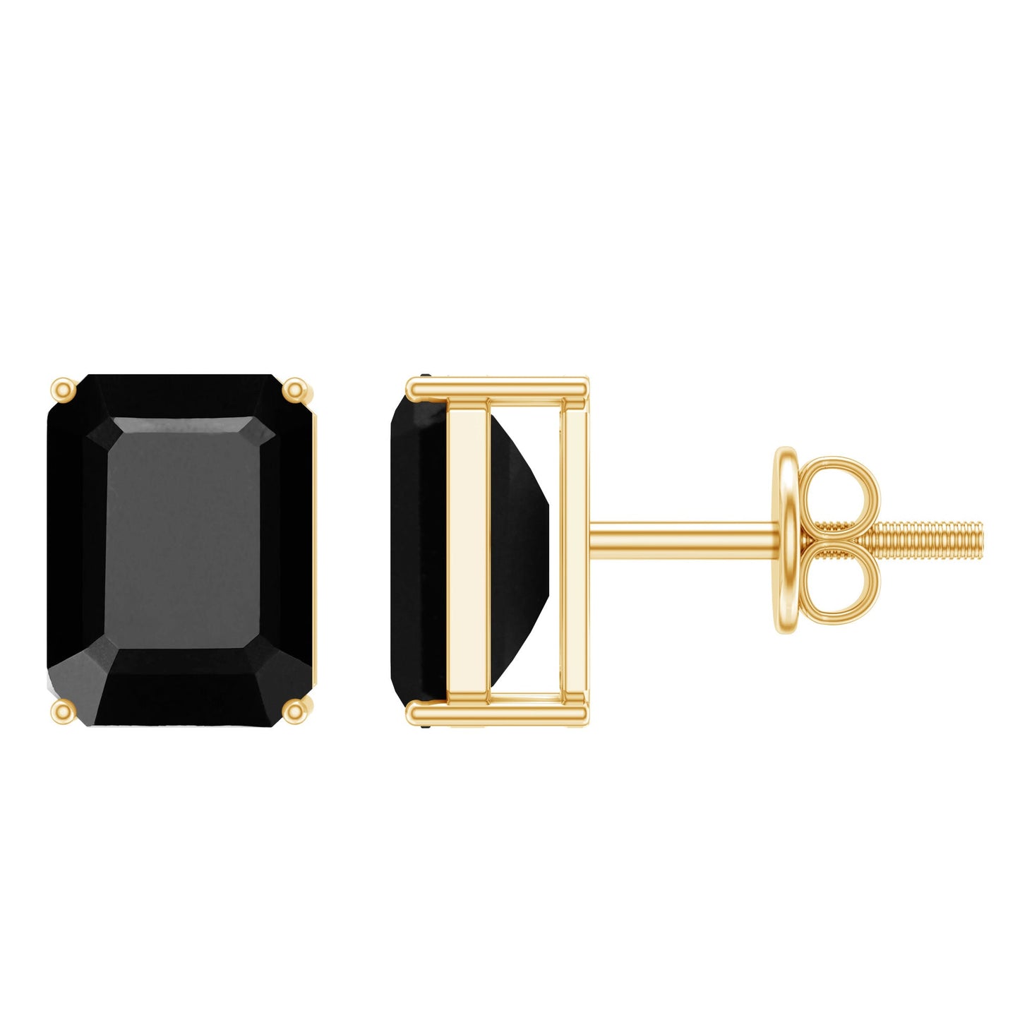 3.36 Carat Lab Created Black Diamond Emerald Cut Stud Earrings