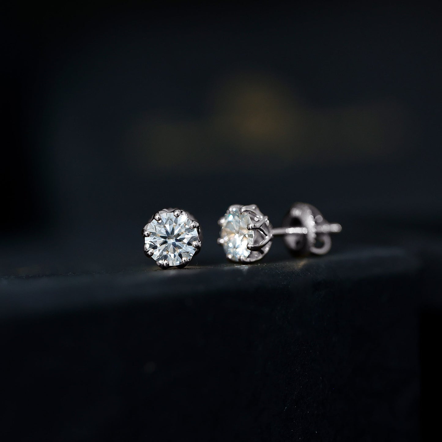 Certified Brilliant Cut 1.9 Carat Moissanite Solitaire Stud Earrings