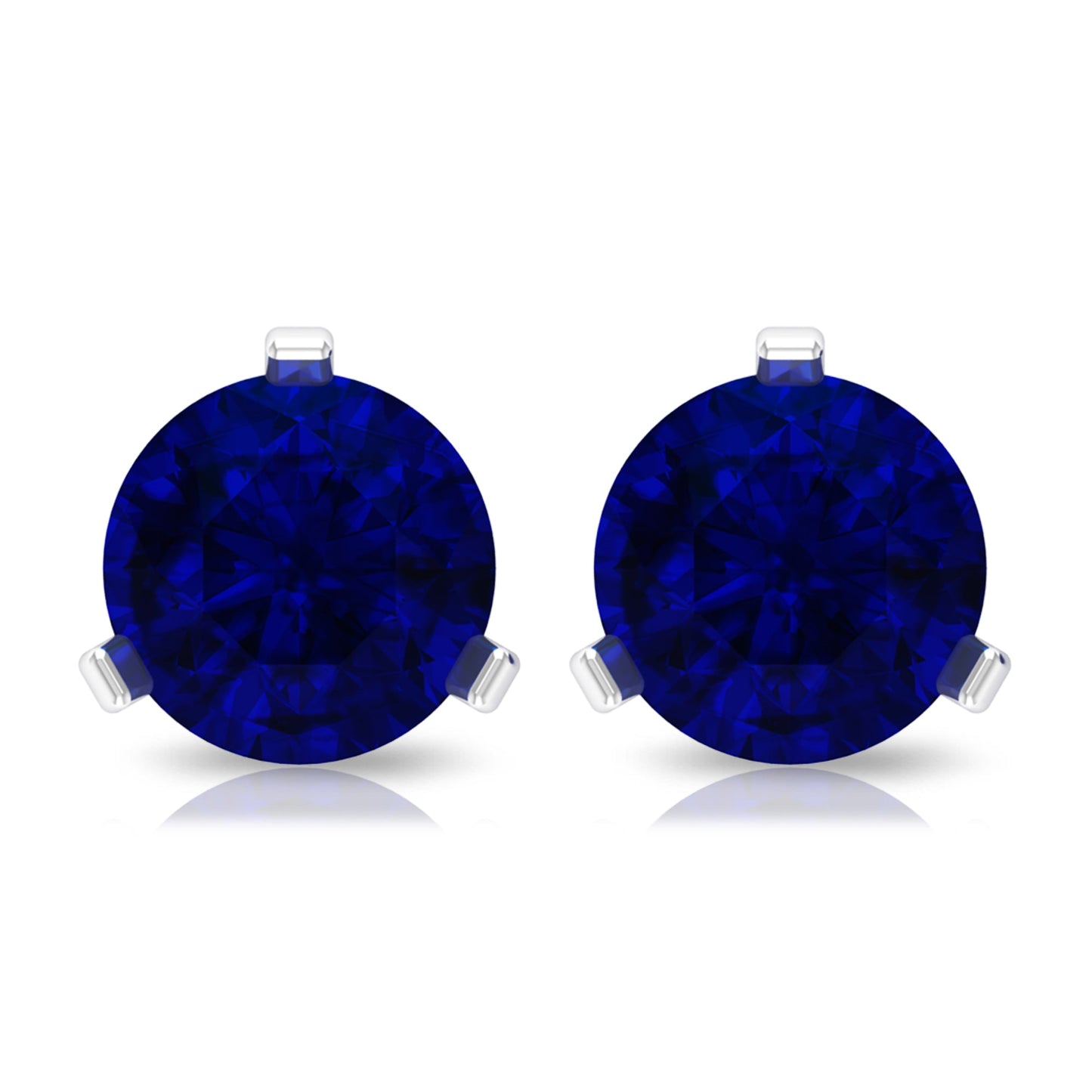 Blue Sapphire Solitaire Stud Earrings