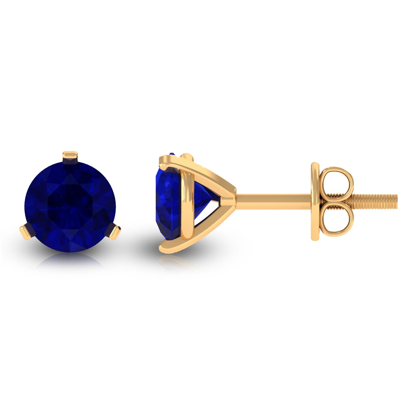 Blue Sapphire Solitaire Stud Earrings