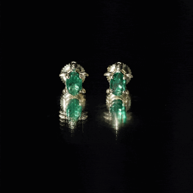 1 Carat Oval Shape Lab Created Emerald Cute Turtle Stud Earrings