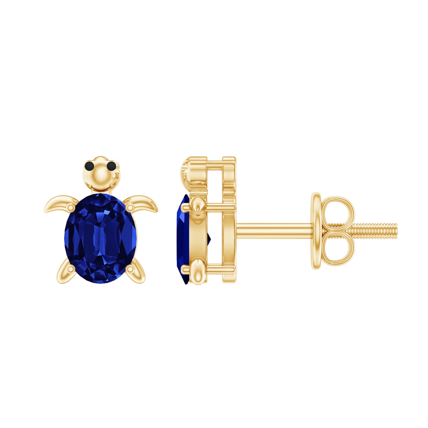 1.2 Carat Lab Created Blue Sapphire Turtle Stud Earrings