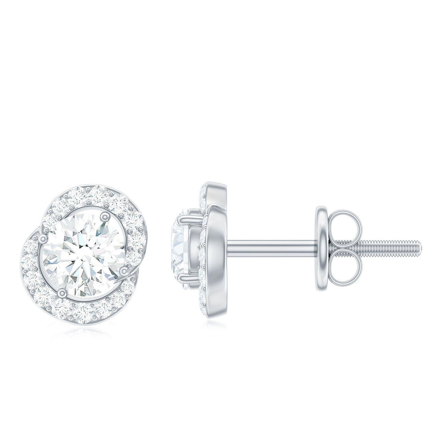 Certified Moissanite Everyday Stud Earrings with Screw Back